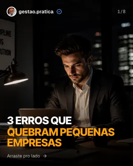 Capa de exemplo, nicho Negócios: 3 erros que quebram pequenas empresas